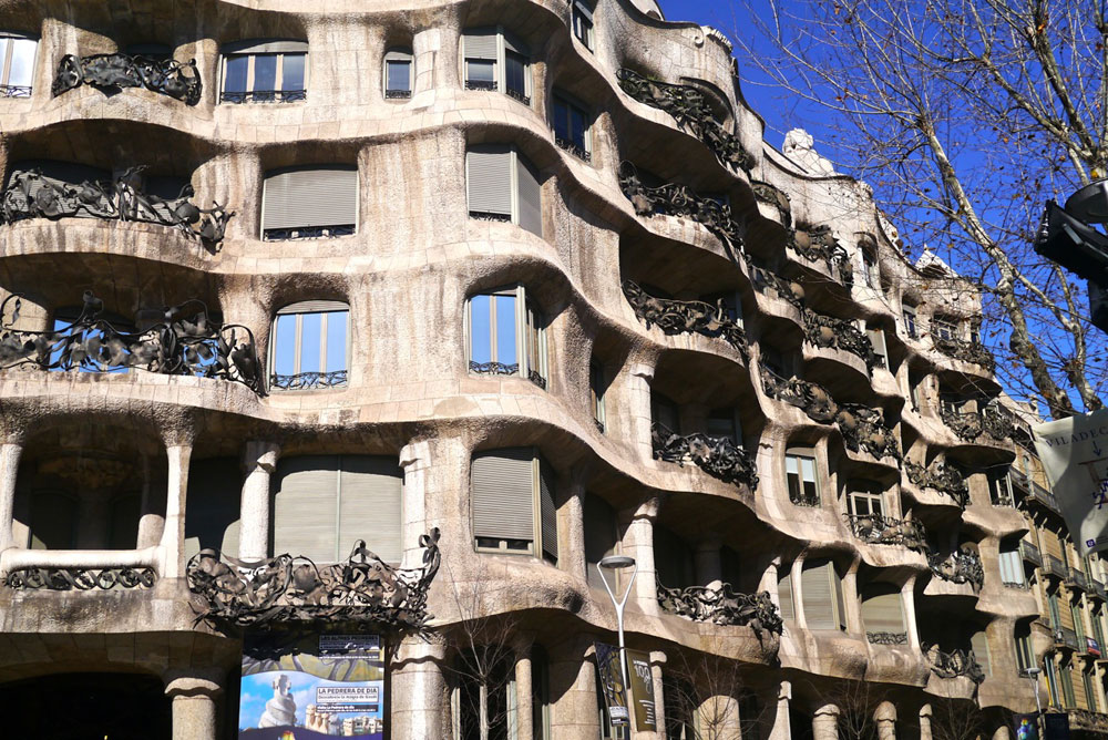 The facade of La Pedrera, inside was just as fascinating