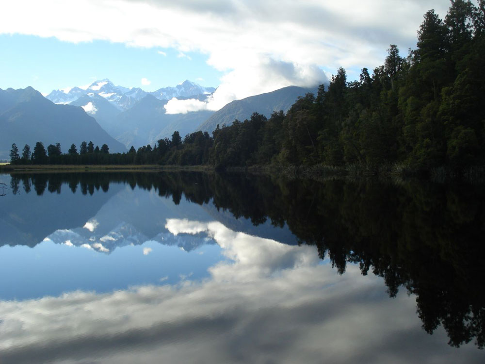 Lake Matheson in New Zealand.