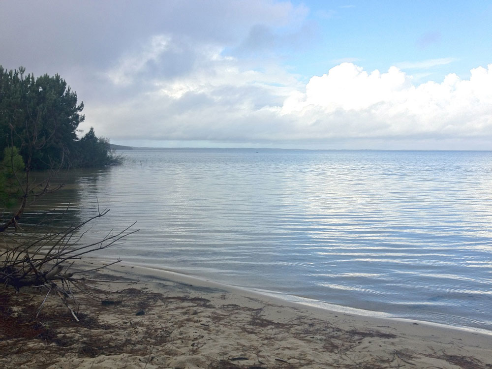 The lakeside campsite that ended up being a bit too close to the hunting area.