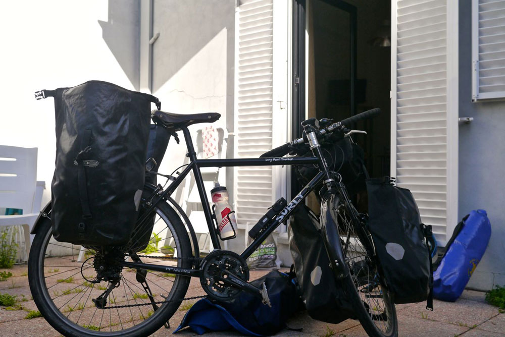 Packing up the bike in Coimbra.