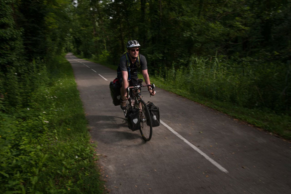 Riding to the campsite in Chambery